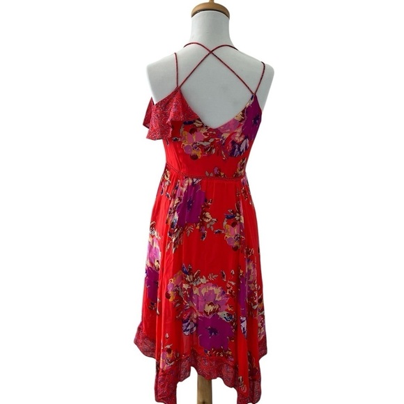 Anthropologie Maeve Grecia Ruffle Floral Asymmetrical Midi Dress Size 4 - Picture 4 of 11